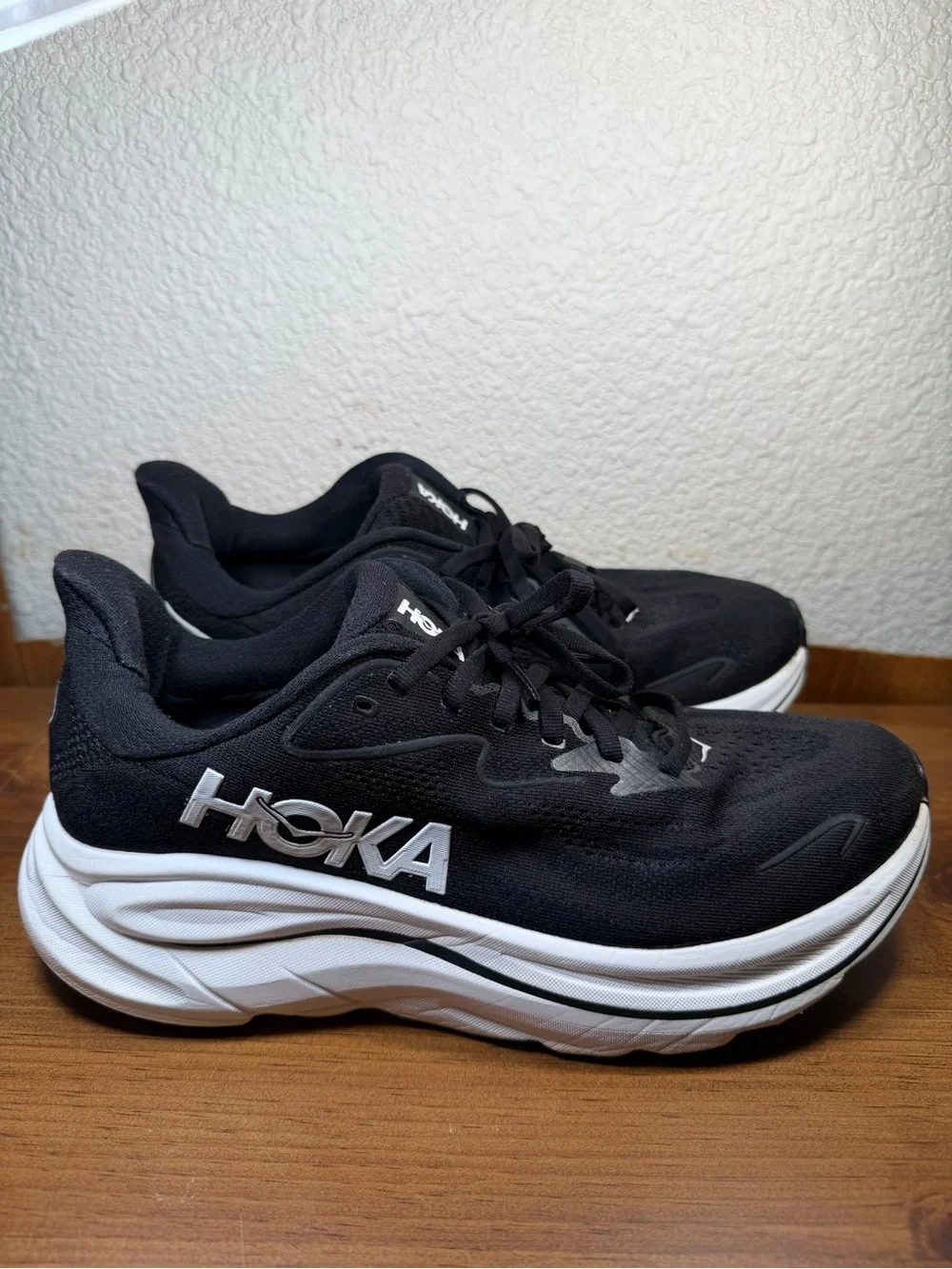 Hoka Black and White Women's Athletic Running Shoes